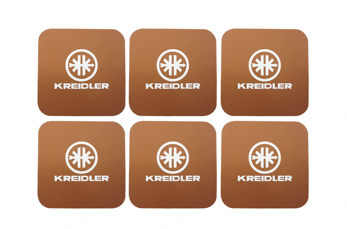 KREIDLER Untersetzer 6er Kunstleder Cognac - Kreidler Logo