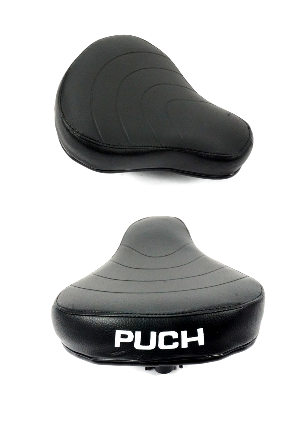 PUCH MAXI Sattel schwarz dünn mit Namen - Kleinbuchstaben.