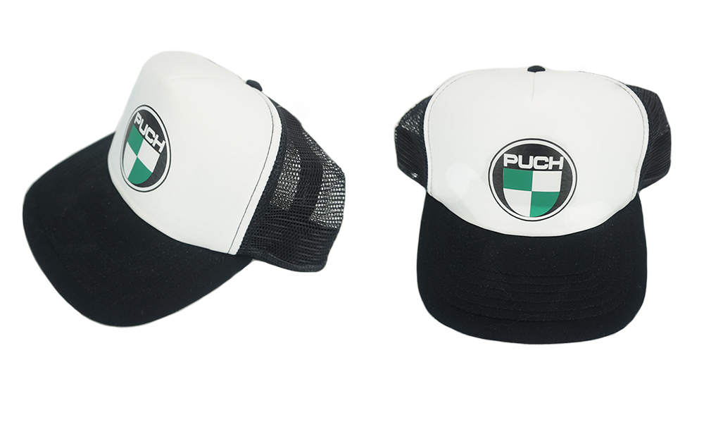 PUCH MAXI MS MONZA  UNIVERSAL CAP Schwarz/Weiss mit Puch Logo